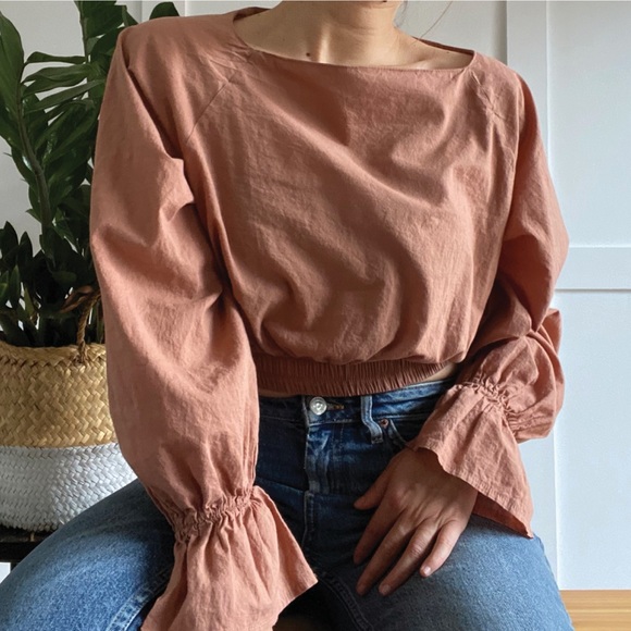 Oak+Fort Puff Sleeve Blouse in Blush - Picture 1 of 5